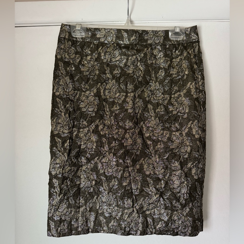 J. Crew Collection Metallic Floral Pencil Skirt